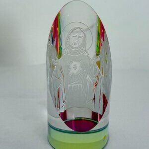 Jesus crystal glass figurine art etched judaica religious god